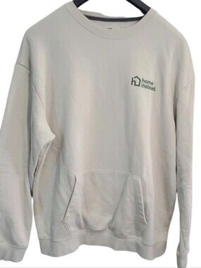 New Era Cream Crewneck Sweatshirt with Green Logo